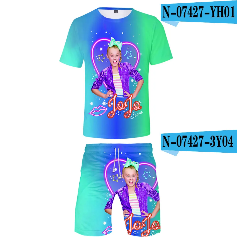 6 JOJO SIWA с 3D принтом для женщин/мужчин комплект из двух предметов Модный летний укороченный топ+ шорты Лидер продаж kpop уличная одежда - Цвет: 6