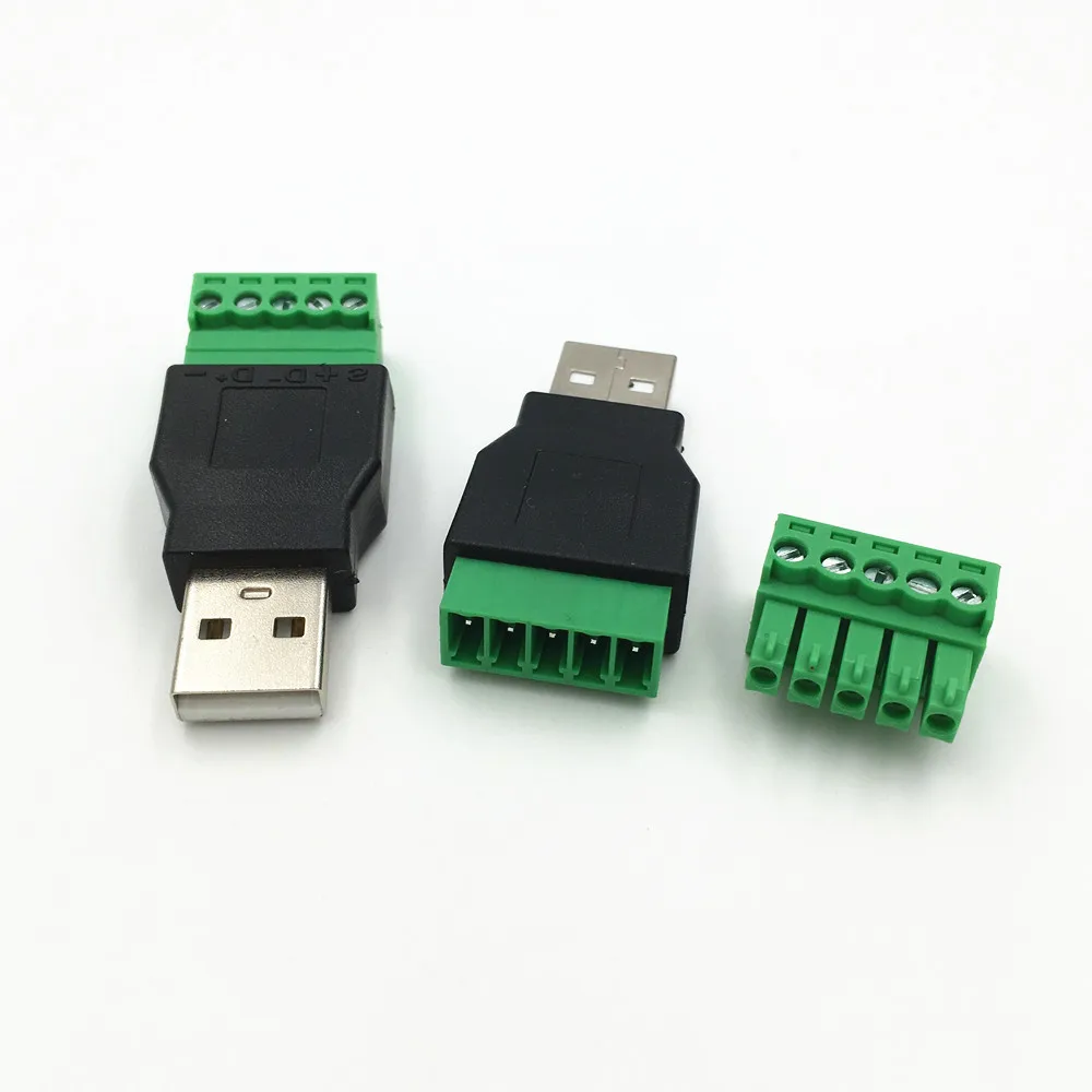 1 шт. USB 2 0 мужской/женский 5 Pin разъем с щит USB2.0 Тип К Винтовые клеммы штепсельной