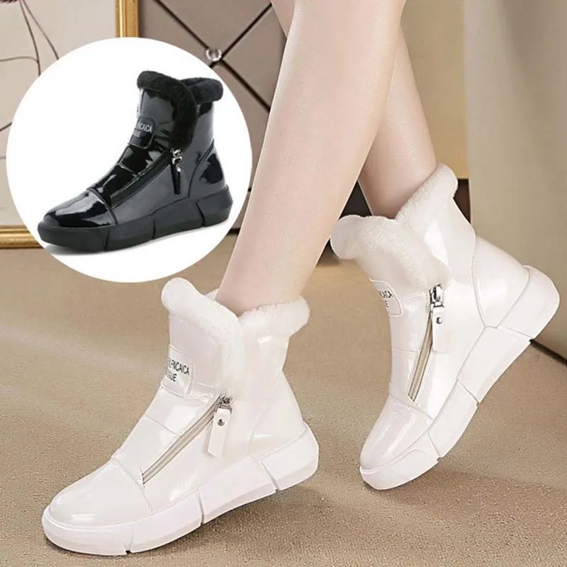 Women's Shoes Winter Women Shoes Warm Fur Plush Lady Casual Shoes Zipper Fashion Sneakers Zapatillas Mujer Platform Snow Boots