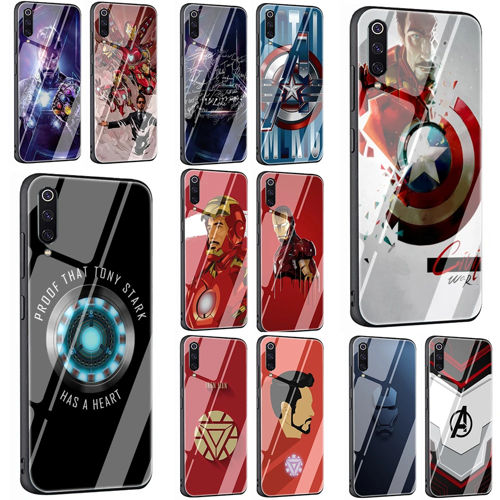 

Marvel superhero iron man Tempered Glass Phone Cover Case for Redmi 4X 6A Note 5 6 7 Pro Xiaomi Mi 8 Lite A1 A2 5X 6X 9
