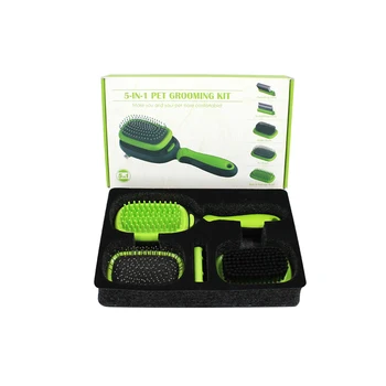 

5 In 1 Grooming Pet Dog Comb Brush Set Double Sided Dematting Deshedding Brush Hair Removal Comb Dogs Cat Bath Massage