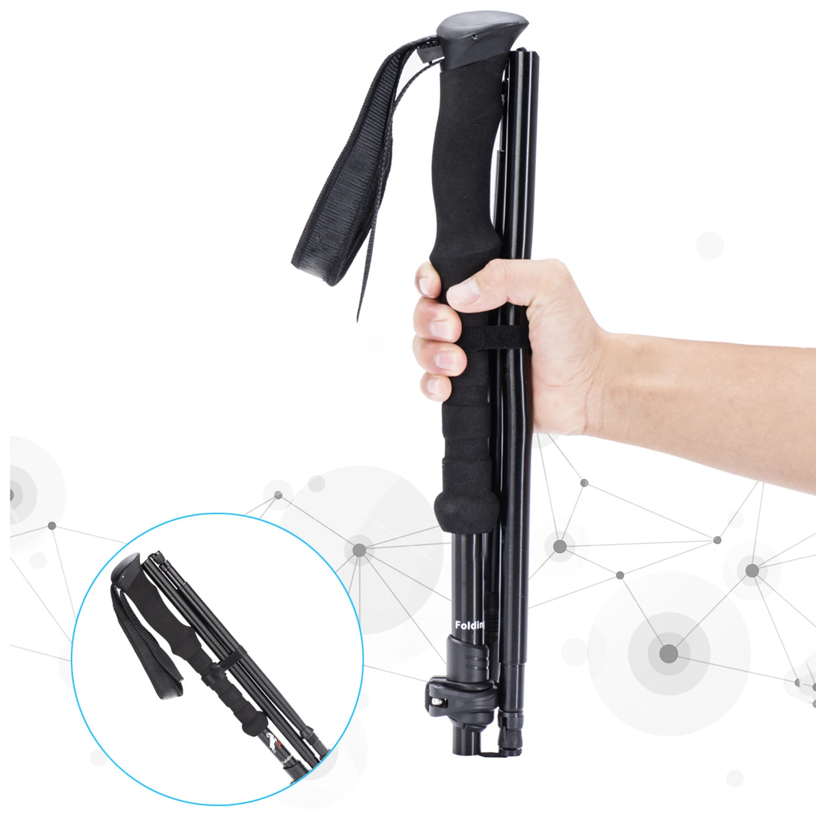 Anti Shock Extendable Trekking Pole Telescopic Ultra Light Folding Walking Stick Outdoor Sports Accessories