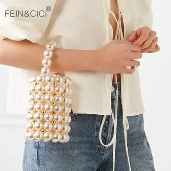 

Acrylic pearl bag beaded bucket totes handbag women plastic party Small mini handbag 2019 summer luxury brand wholesale