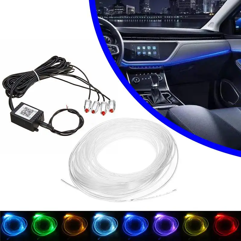 4/5 в 1 светодиодный свет салона автомобиля 6,2 м RGB многоцветный 12 в EL неоновая подсветка для салона автомобиля звук активный bluetooth телефон контроль атмосферный свет