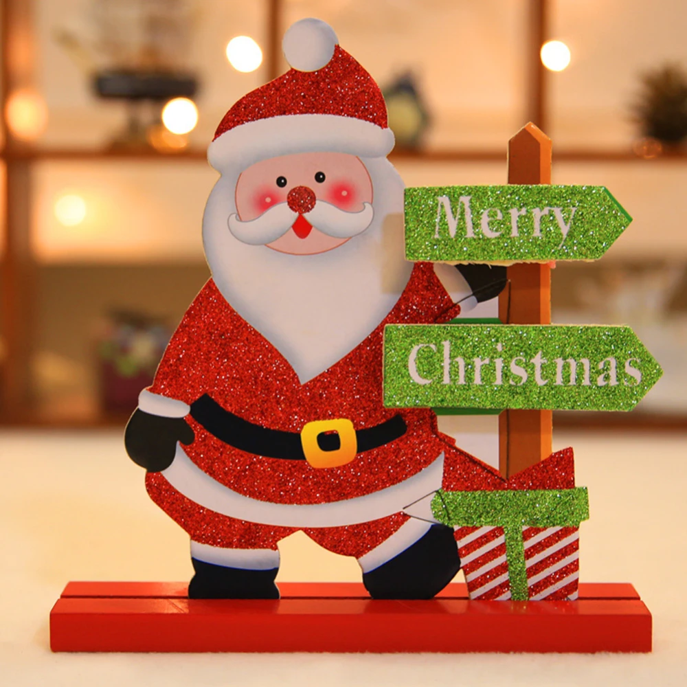 Новогодняя елка Санта Клаус Лось Снеговик Рождественский домашний стол украшения деревянные Ремесла декор витрины noel Новогоднее украшение - Цвет: Santa Claus