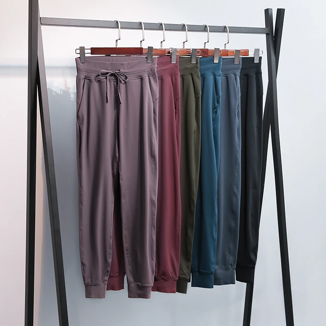 Pantalones deportivos de tela con cordón para mujer, ropa deportiva de  secado rápido, con dos bolsillos laterales, para gimnasio y Fitness -  AliExpress