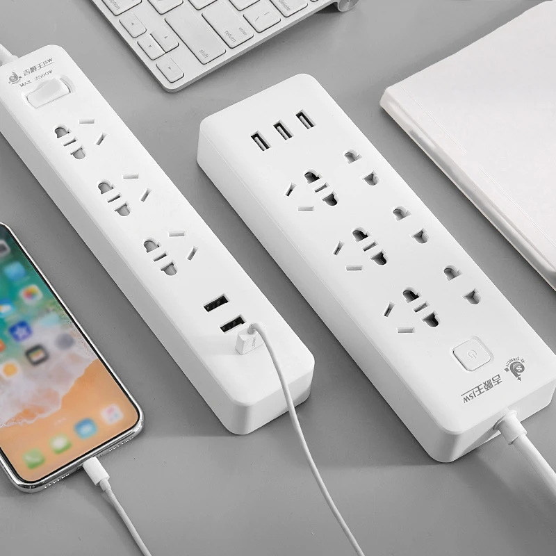 

Power Strip Socket with 3 USB 2.4A Fast Charging Standard Extension Socket Plug Power Strip Home Electronics