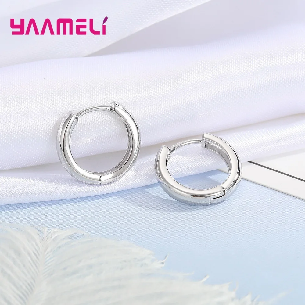 100% Real 925 Sterling Silver Earrings Statement Heart Star Square Round Geometric Hoop Flexible Earwire Leverback Women Jewelry