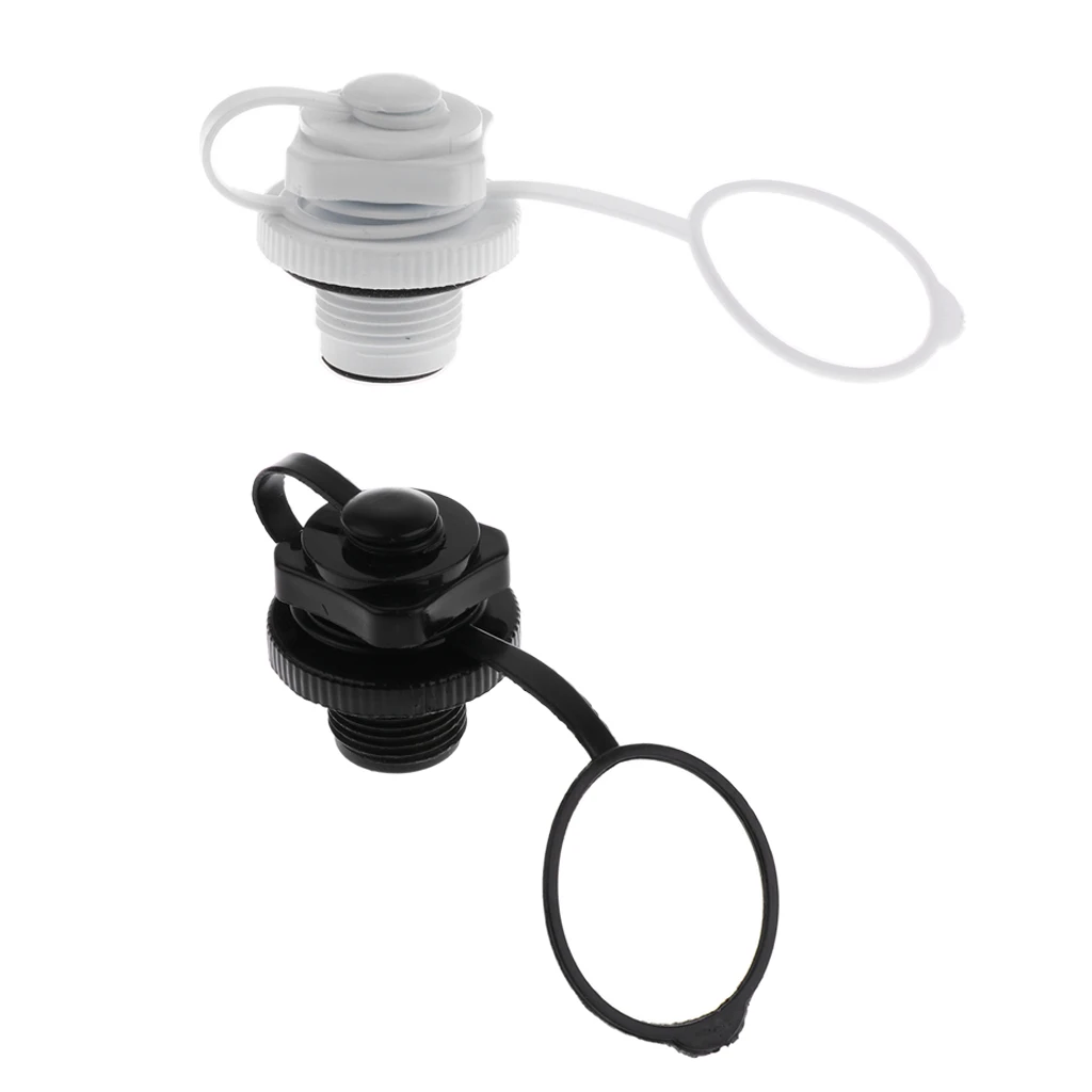 2Pcs/Pack Air Valve Caps / Threaded Screw Plugs for Inflatable Boat Fishing Boats Raft Airbed Outdoor, Black & White