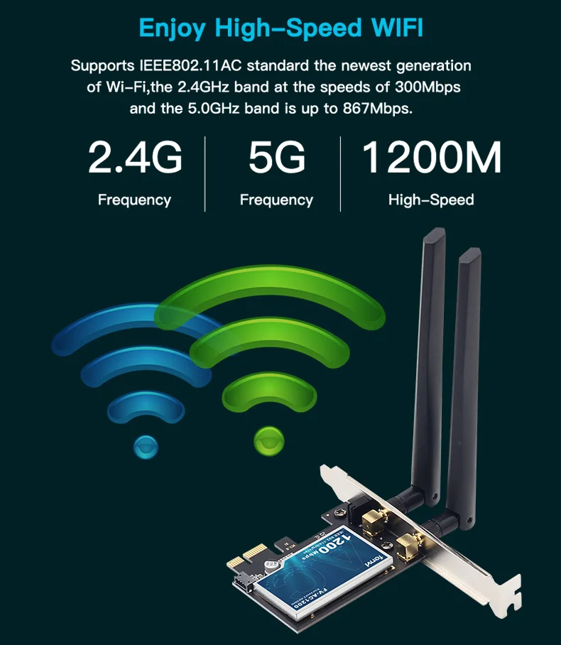 pcie sem fio bluetooth 5.0 banda dupla