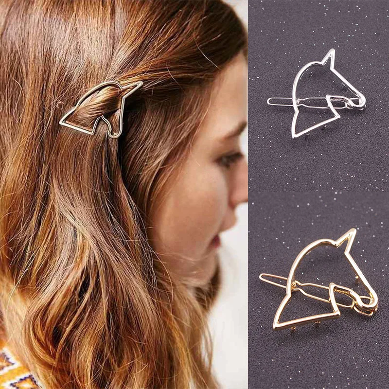 

3.5cm Women Hairpins Girls Star Heart Circle Hair Clip Delicate Unicorn Hair Pin Hair Punk Hollow Out Triangle Circle Barrettes
