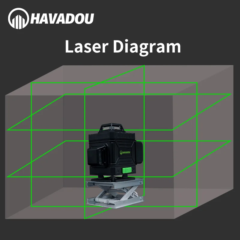 

HAVADOU16 Lines 4D Green Laser Level 360 Self-Leveling Level Horizontal&Vertical Super Powerful Laser Beam Indoors and Outdoors