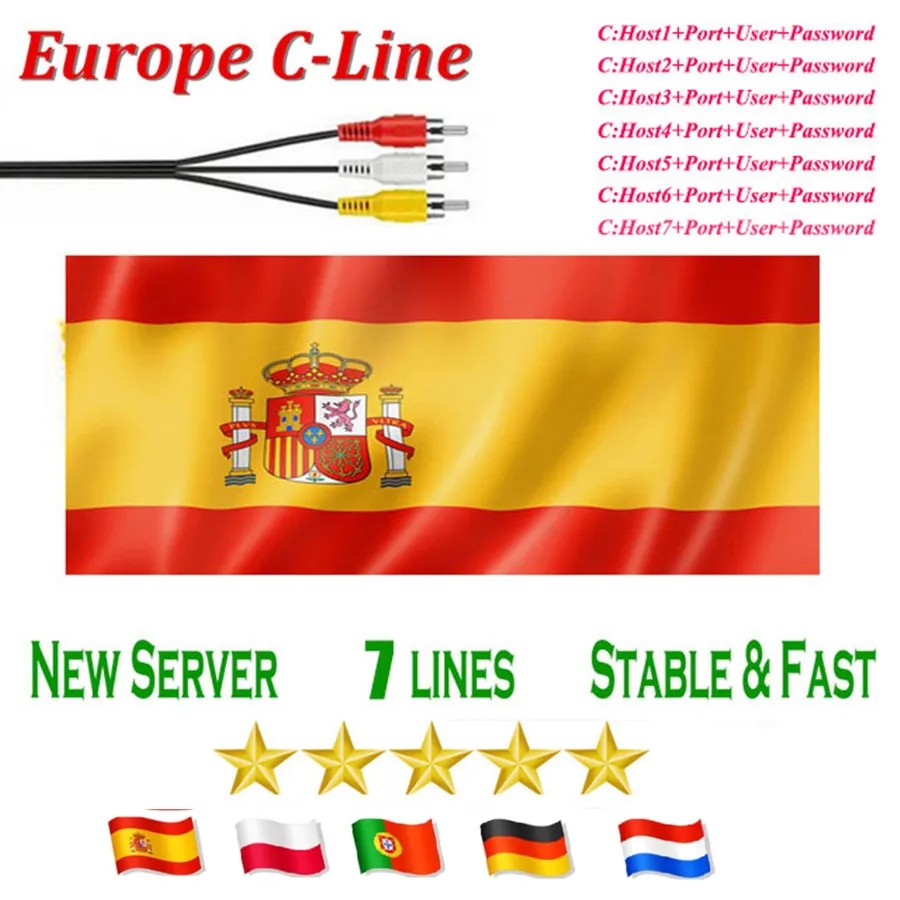

Servidor ccam 5/6 clines, 12 meses, compatible con DVB S2, receptor satelital para Europa, cam Clines, con Portugal, Italia y