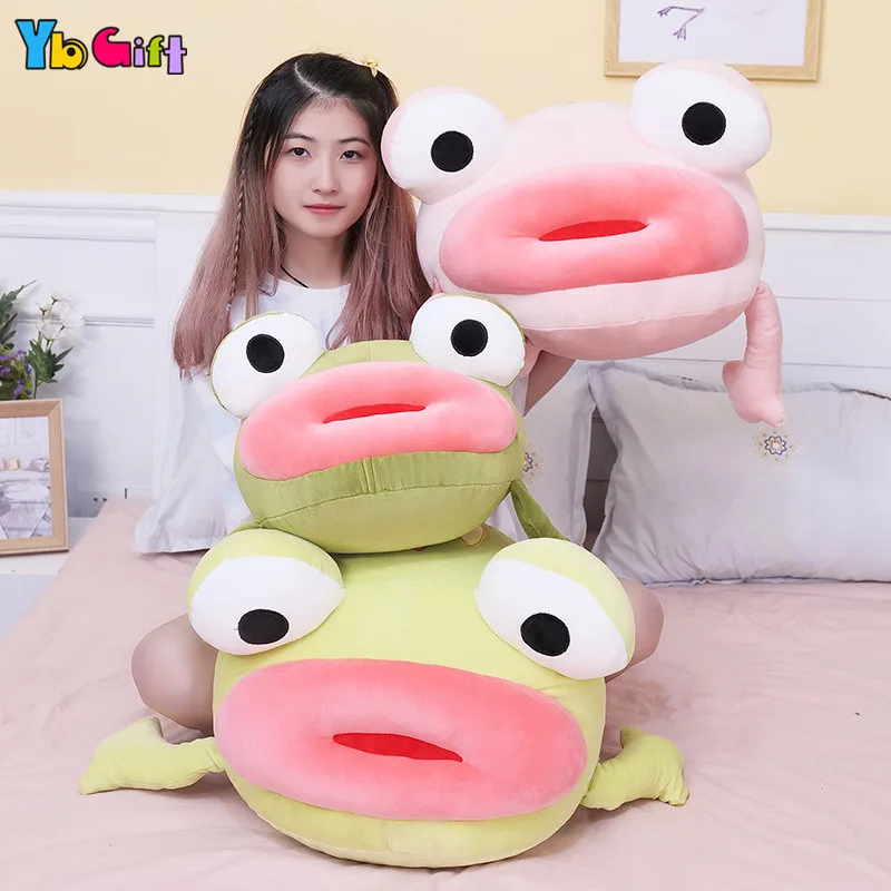 Kawaii, забавная плюшевая подушка-лягушка, чучело, кукла для детей, детские игрушки, кукла-лягушка с большим ртом, детский подарок на день рождения, год