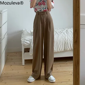 

Mozuleva Casual High Waist Wide Leg Pants Women Bottoms 2020 Summer Suit Pants Solid Loose Long Straight Trousers Female