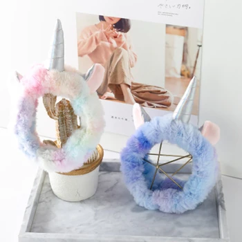 

Fashion Rainbow Color Horned Headband Gilrs Cute Sweet Gradual Color Lovely Girls Cartoon Soft Hair Band Women Hair Makeup Tool