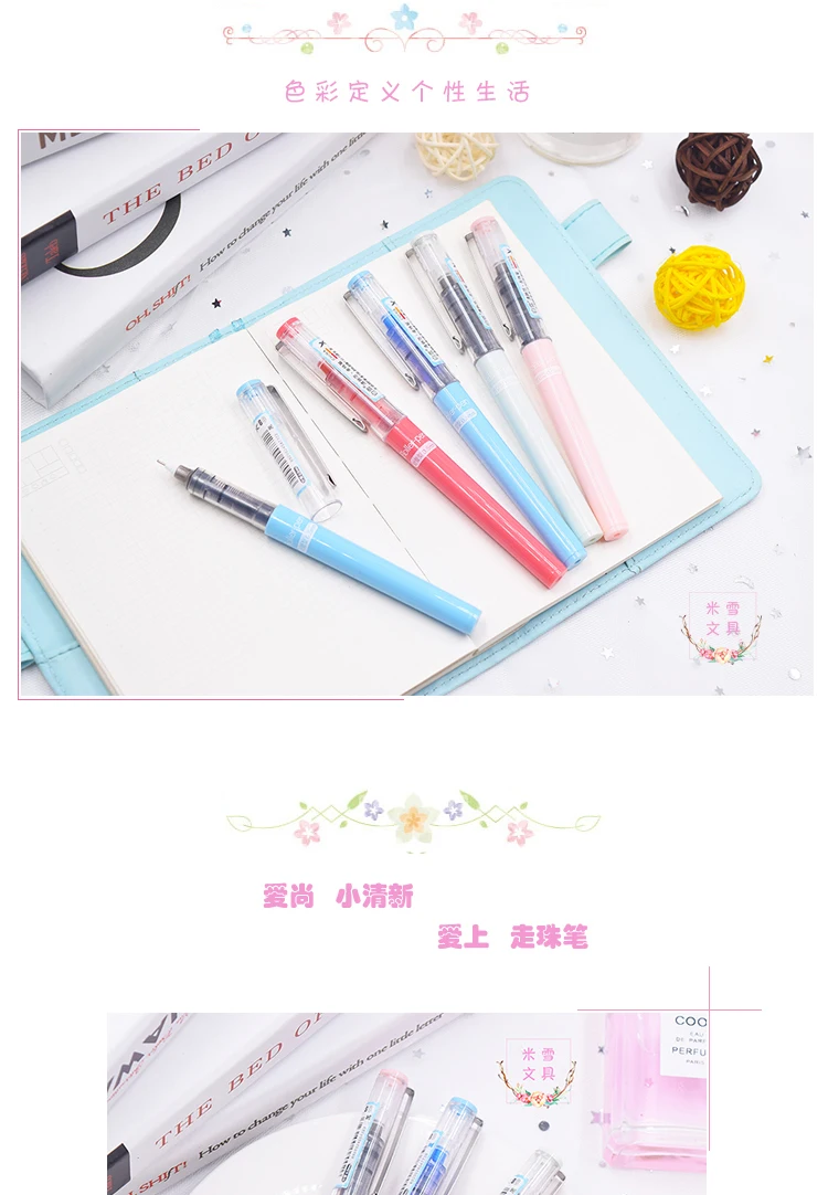 Snow White Straight Liquid Rollerball Pen X88 Replaceable Core Gel Pen Color Written Exam for Student Stationery Signing Pen