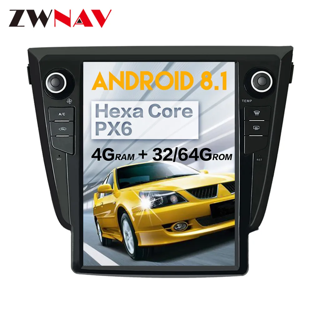 Discount 4+64 Tesla style Android 8.1 Car Stereo Multimedia ForNISSAN X-TRAIL Qashqai 2013+ Radio GPS Navi Audio vertical screen headunit 6