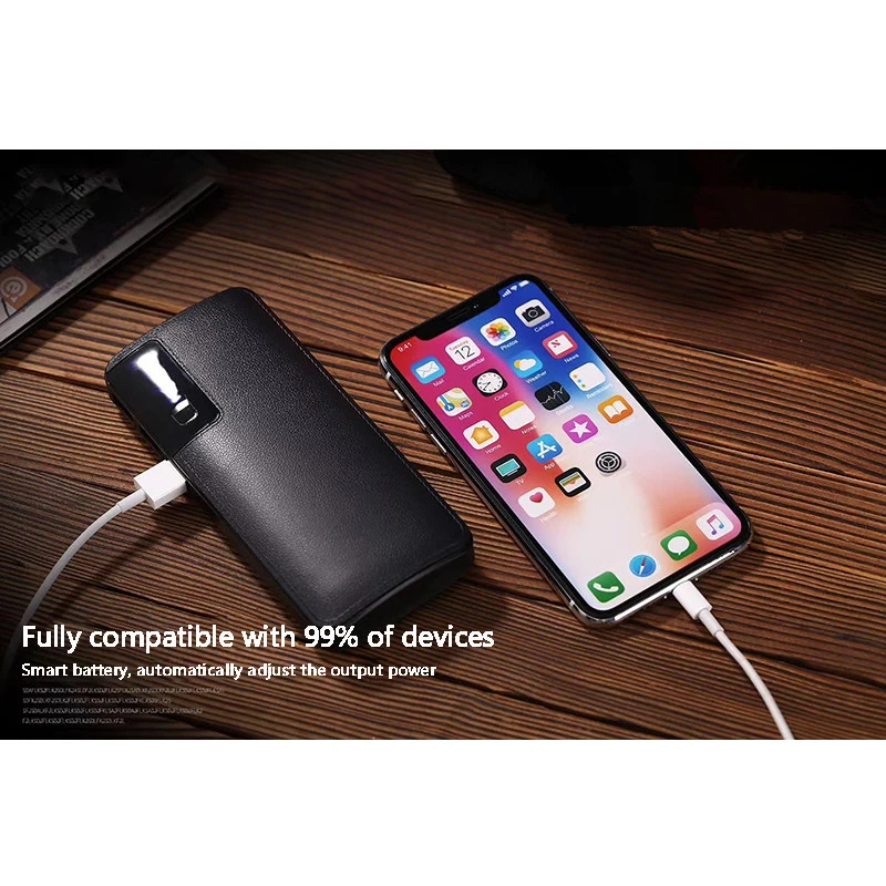 Новый 20000 mAh 18650 Банк питания кожаный зарядный сокровище портативный мобильный