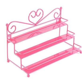 

Metal Nail Polish Shelf Cosmetic Varnish Display Stand Holder Heart Design Women Makeup Wall Rack Organizer Case Pink