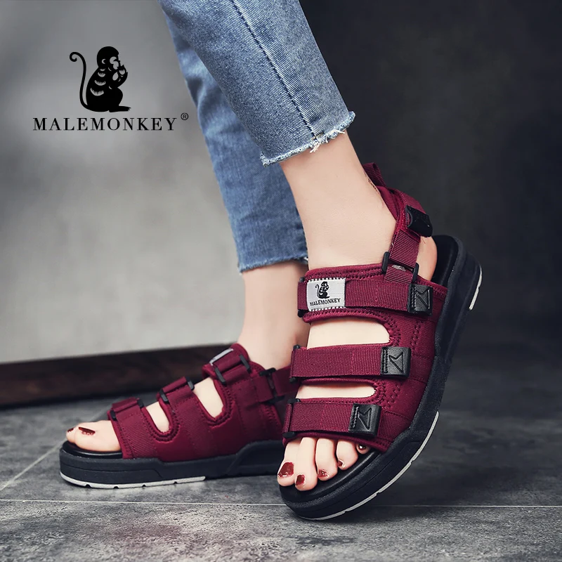 

MALE MONKEY 838 Sandals Women Flat Shoes 2020 Women Peep Toe Sandals Women Soft Sole Wholesale Sports Casual Sandals Women Black