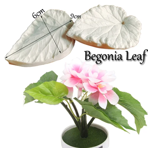 Bigherdez Begonia Flower Leaf Shape Stampo in Silicone Double-Sided Texture Stampo Fondant Cake Press Mould Cake Decorating Tools A Caso 
