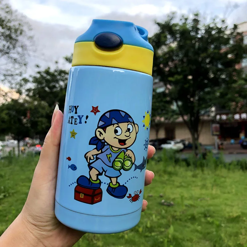 

316 Stainless Steel Thermal Insulation Cup Children's Pipette Water Bottle Cartoon Vacuum Flasks 400ML
