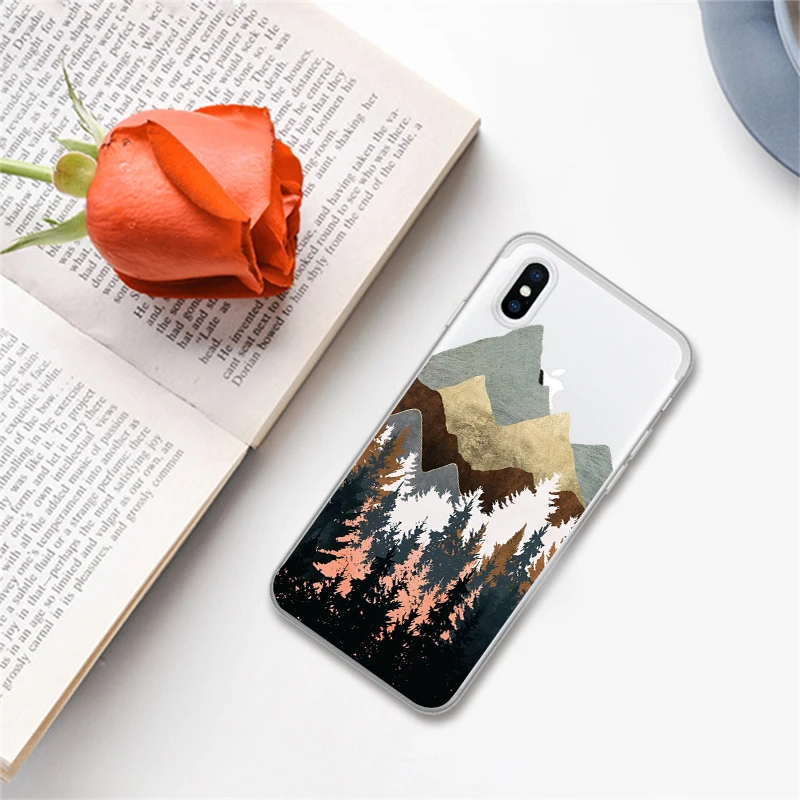 Роскошный силиконовый чехол с изображением горного мрамора Луны для iPhone 11 Pro Max X 5S