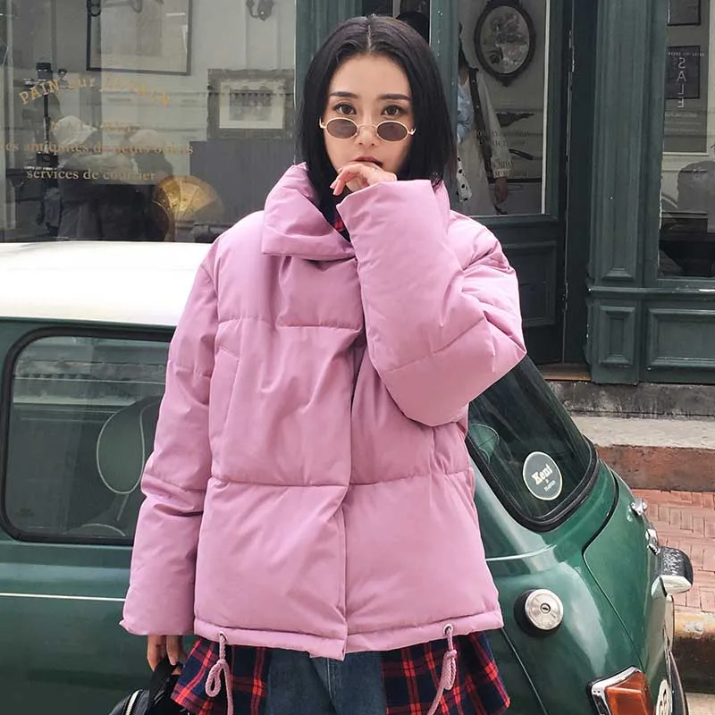 Зимняя женская куртка, пальто для снежной погоды, повседневные женские зимние пальто больших размеров и куртки-пуховики, стеганая парка с воротником-стойкой, верхняя одежда - Цвет: Pink