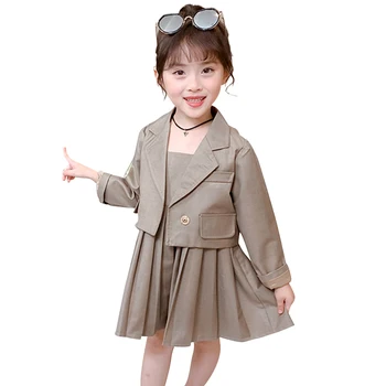 

Children Suit Set Outerwear + Dress Clothing For Girls 2020 Autumn Costume For Girl Casual Style Kid Clothes 6 8 10 12 14