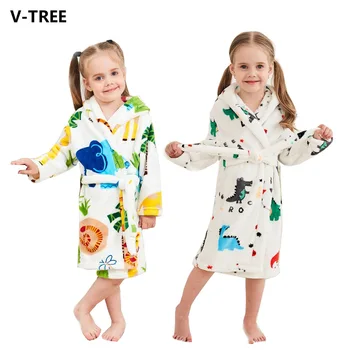 

Baby Robe Flannel Kids Bathrobe Long Sleeve Hooded Kids Sleepwear Lovely Cartoon Animal Child Night Gown Boy Girls Pajamas