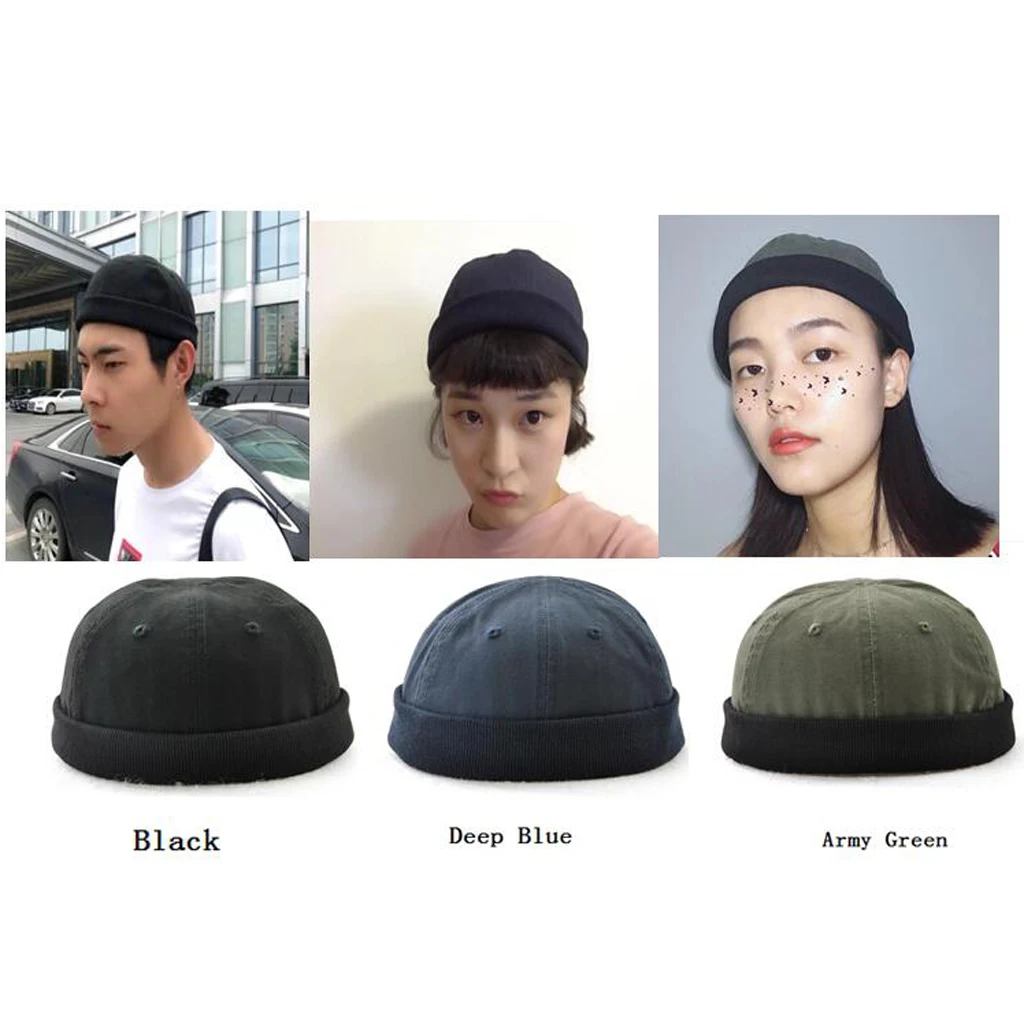 Fishing Hat Funny Rolled Brimless Oriental Sailor Worker Cap Skull Cosplay Dance Hat Costume Adjustable Size Strap Fishing Caps