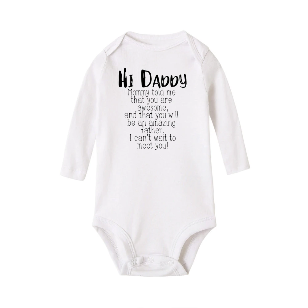 Hi Daddy Mommy Told Me That You Are Awesome Printing Baby Rompers Baby Boy Girls Romper Long Sleeve Jumpsuit Onesie Hot Sale
