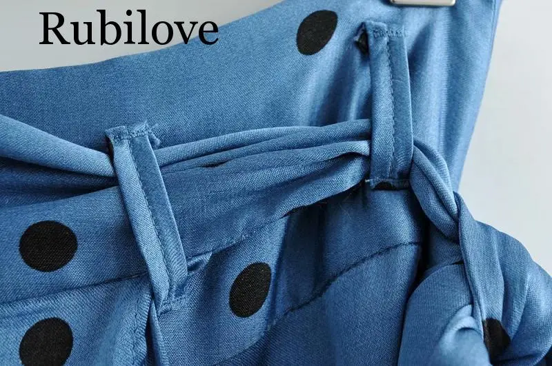 Rubilove, женская модная юбка в горошек с принтом пояса с бантом, сексуальные повседневные Прямые юбки до середины икры