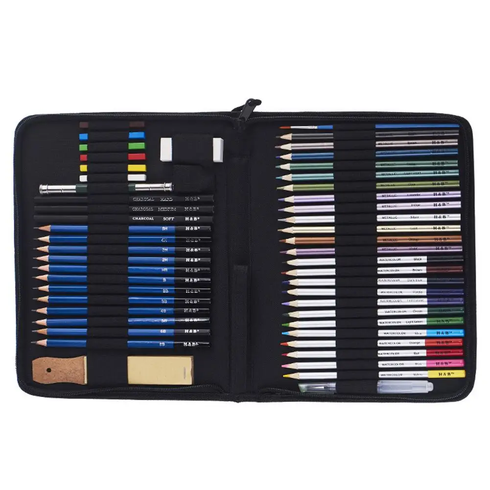

Art Stationery Set 51 Sketch Color Pencils Watercolor Drawing Color Lead Set for Kids and Adults School Office Supplies #BO