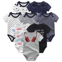 5PCS Baby Rompers 100%Cotton Newborn Clothes Boy Girl Jumpsuit Newborn Baby Summer Star striped print Short Sleeved Jumpsuit Set