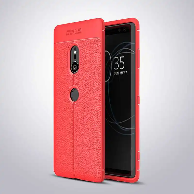 Чехол Mokoemi с узором Личи Ударопрочный Мягкий чехол для sony Xperia XZ3 XZ2 XZ1 XZ для sony Xperia XZ3 XZ2 XZ1 компактный чехол для телефона - Цвет: Red