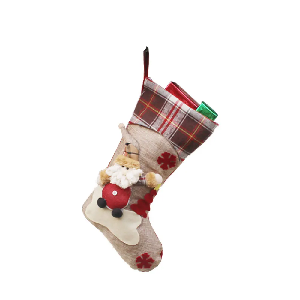 

Mini Merry Christmas Plaid Candy Bags Socks Sock Packet Gifts Decor New Year