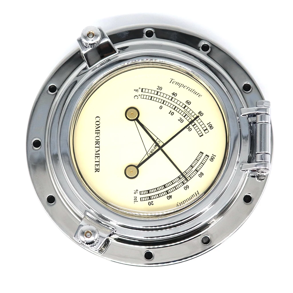 

Round Temperature Humidity Meter for Navigation Marine Yacht Boat SUV Silver