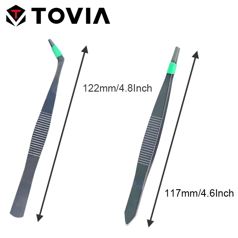 TOVIA 4pcs Anti-static ESD Industrial Tweezers Set Stainless Steel Precision Straight Tweezers Maintenance Repair Tool