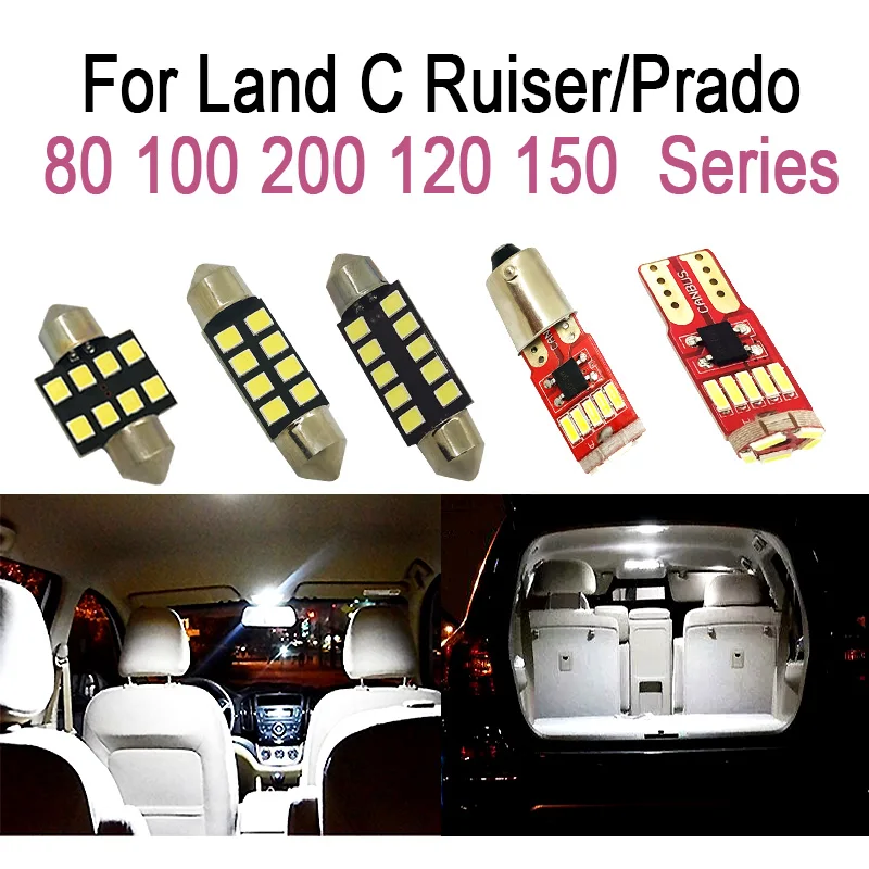

Perfect White Canbus interior LED bulb Dome Map Indoor light kit For Toyota Land Cruiser 80 100 200 Prado 120 150 FJ (1990-2019)