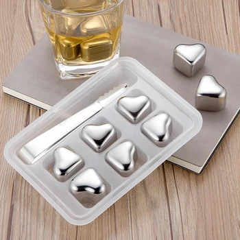 

Heart Shaped Stainless Steel Ice Cube Reusable for Whisky, Bourbon | Perfect Alcohol or Bar Cooler Accessories Holiday Gifts