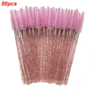 

50PCS Extension Spoolers Crystal Handle Portable Disposable Spiral Wand Mascara Applicator Multicolor Eyebrow Eyelash Brush Pen