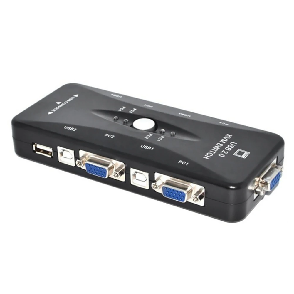 With Cables 4 Порты и разъёмы сплиттер адаптер стабильная передача данных надежный ноутбук Kvm видео кабель Портативный анти-помех сплиттер VGA - Цвет: With Cables