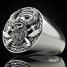 925-Sterling-Silver Rings Jewelry Personality KOFSAC No Men Party for Hip-Hop Norse Mythology