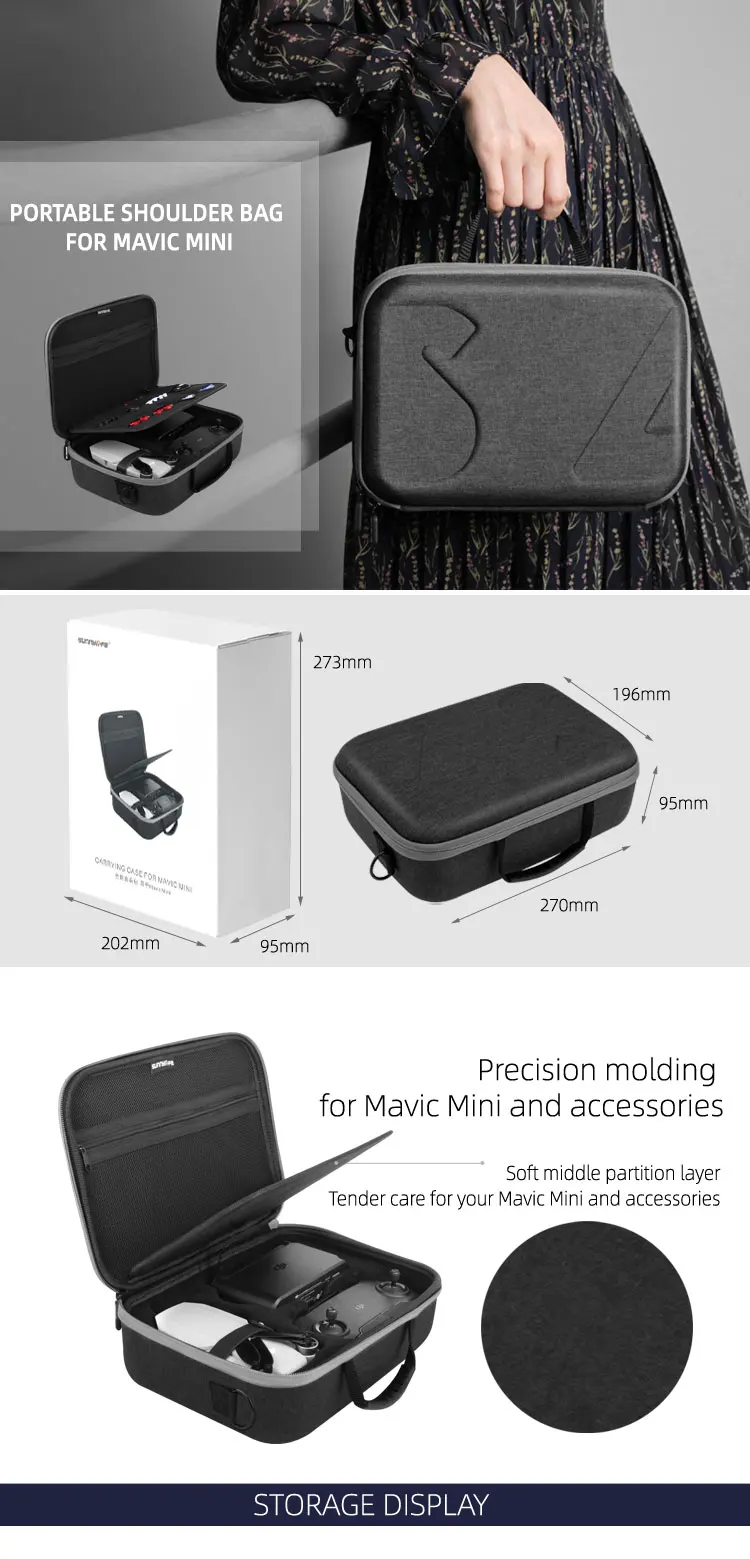 Портативная сумка для хранения, чехол для переноски, коробка для DJI Mavic Mini Drone, пульт дистанционного управления, батарея, кабель для передачи данных, аксессуары для пропеллеров