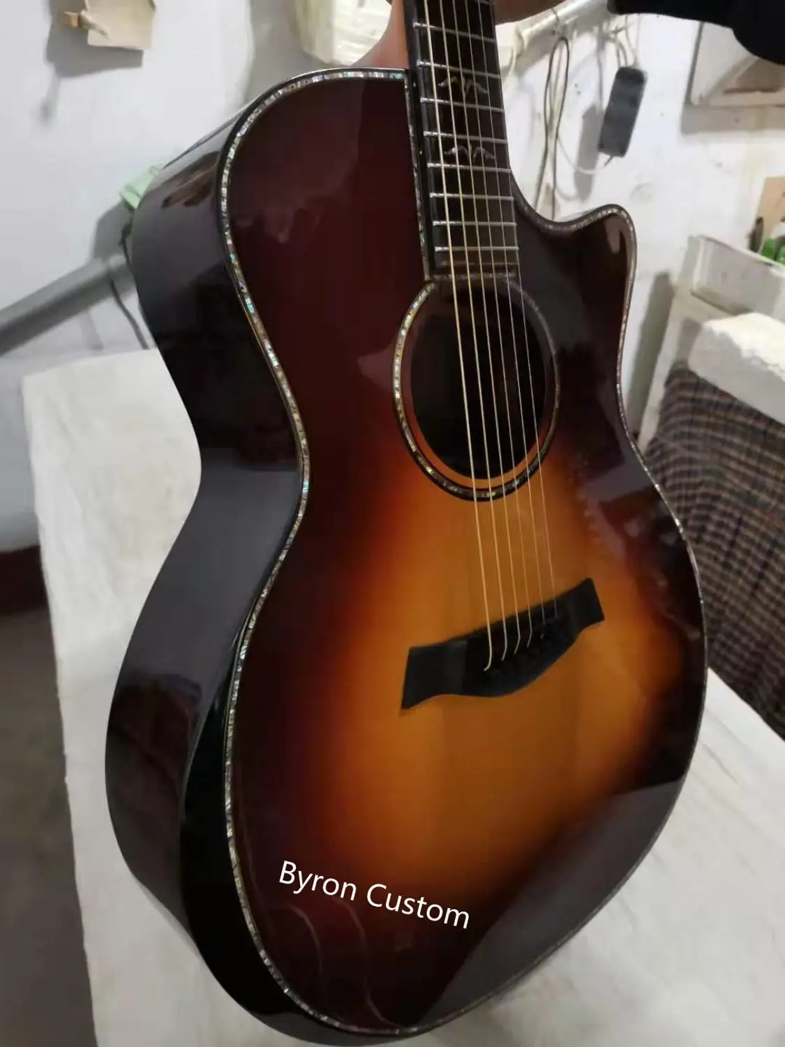 custom shop tobacco burst цельная Акустическая гитара, ручная сборка gotoh тюнер peg abalone cutaway guitar s