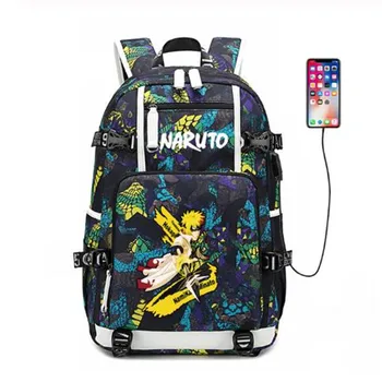 

Cartoon Naruto Hokage Ninja USB Backpack Luminous USB Port Rucksack Bag Snake Pattern Teenager Student BookBag travel Laptop Bag