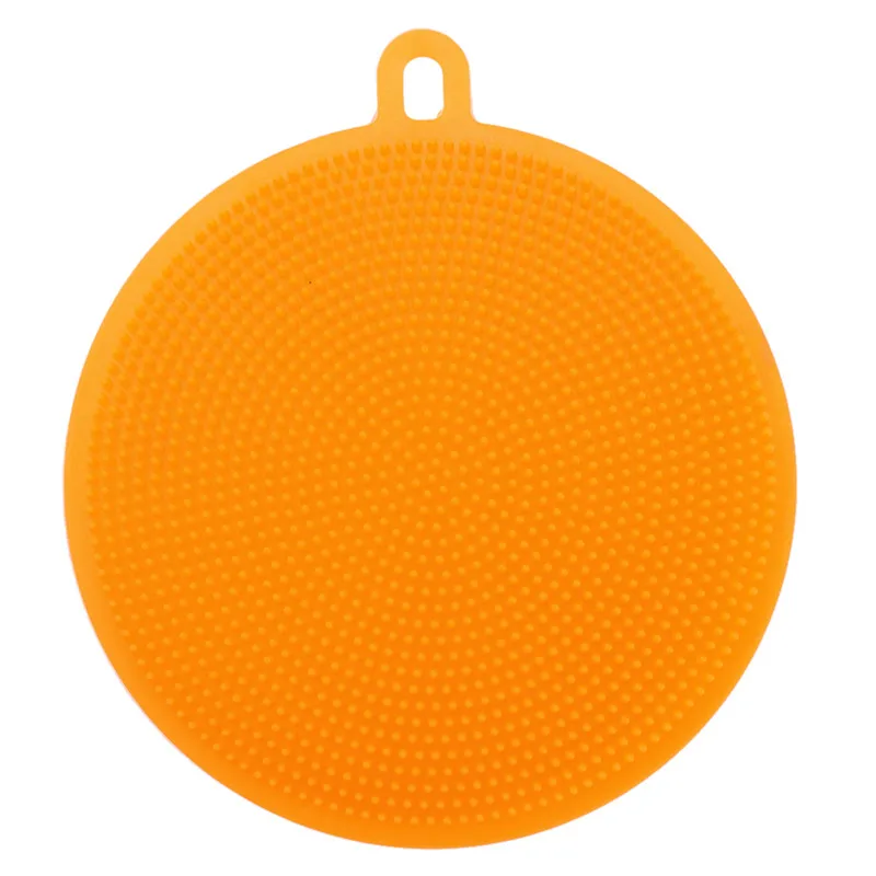 Orange 1/3/4pcs Kitchen Cleaning Brush Silicone Dishwashing Brush Pot Pan Sponge Scrubber Fruit Vegetable Dish Washing Cleaning Brushes - Цвет: Orange