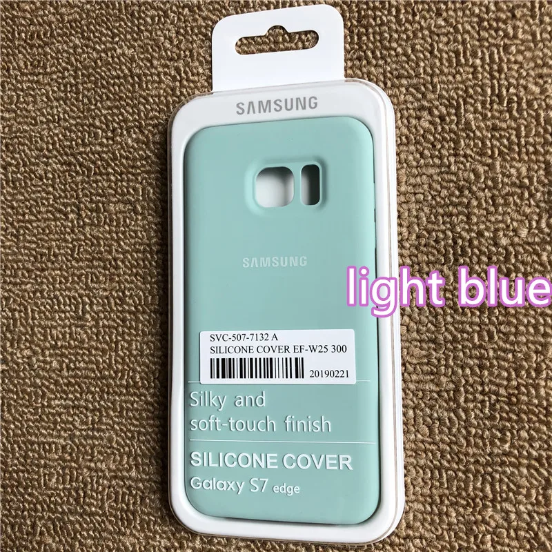 light blue samsung Galaxy S7edge жидкий силиконовый чехол шелковистый мягкий сенсорный защитный чехол для samsung s7edge упаковка - Цвет: light blue